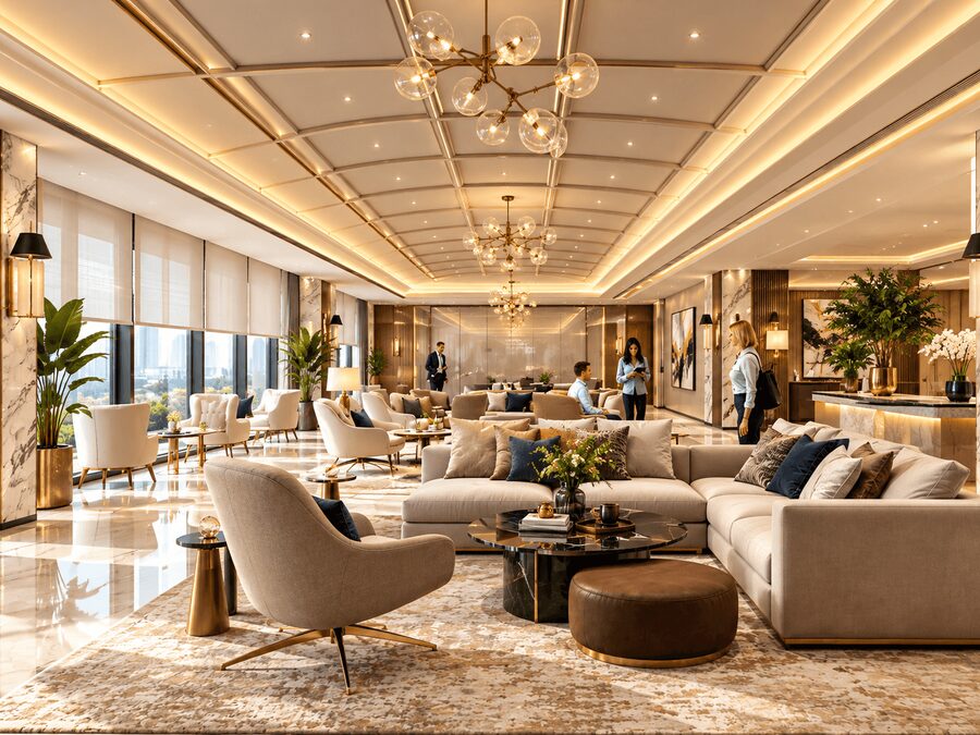 Executive lounge and reception in a Pune business centre