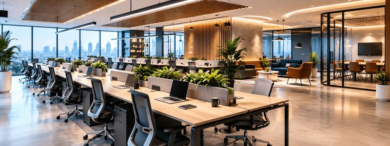 Open-plan hot desk coworking floor in Pune
