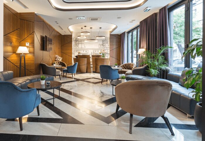 Business centre reception lounge in Viman Nagar near Pune airport